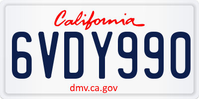 CA license plate 6VDY990