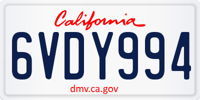 CA license plate 6VDY994
