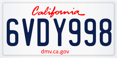 CA license plate 6VDY998