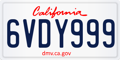 CA license plate 6VDY999