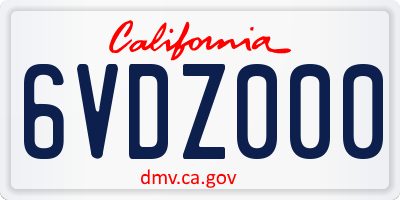 CA license plate 6VDZ000