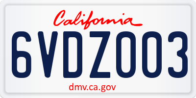 CA license plate 6VDZ003