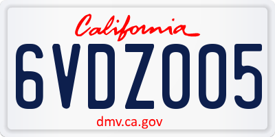 CA license plate 6VDZ005
