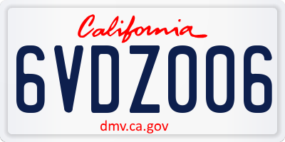CA license plate 6VDZ006