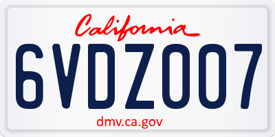 CA license plate 6VDZ007