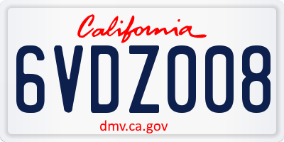 CA license plate 6VDZ008