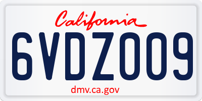 CA license plate 6VDZ009