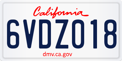 CA license plate 6VDZ018