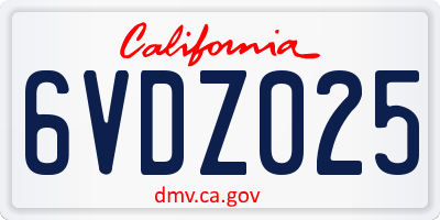 CA license plate 6VDZ025