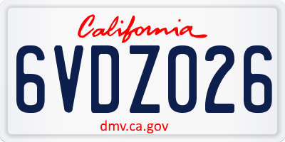 CA license plate 6VDZ026