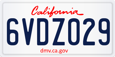 CA license plate 6VDZ029