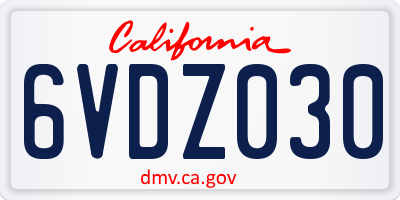 CA license plate 6VDZ030