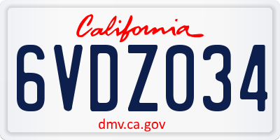 CA license plate 6VDZ034