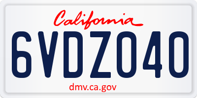 CA license plate 6VDZ040