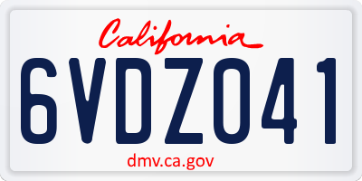 CA license plate 6VDZ041