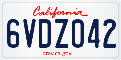 CA license plate 6VDZ042