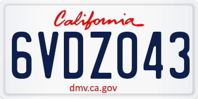 CA license plate 6VDZ043