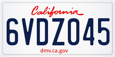 CA license plate 6VDZ045