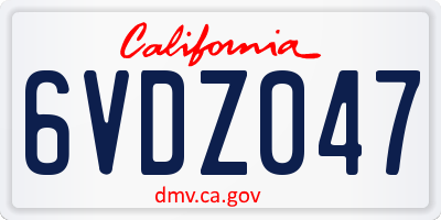 CA license plate 6VDZ047