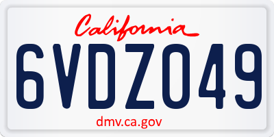 CA license plate 6VDZ049