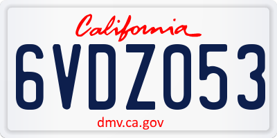 CA license plate 6VDZ053