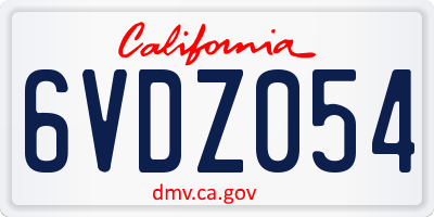 CA license plate 6VDZ054