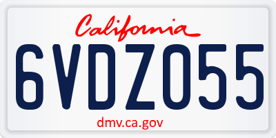 CA license plate 6VDZ055