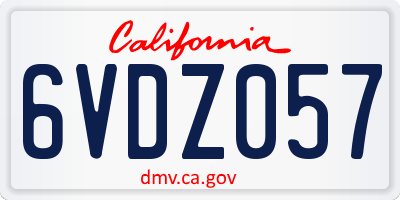 CA license plate 6VDZ057