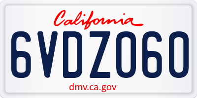 CA license plate 6VDZ060