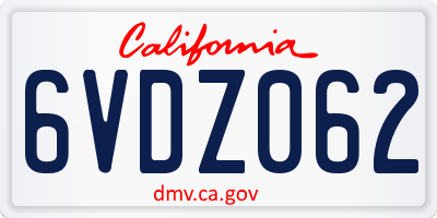 CA license plate 6VDZ062