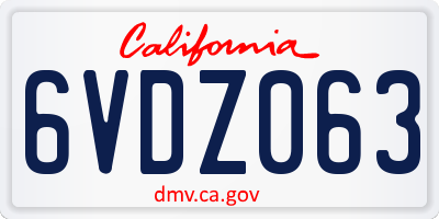 CA license plate 6VDZ063