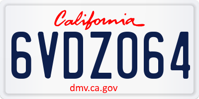 CA license plate 6VDZ064