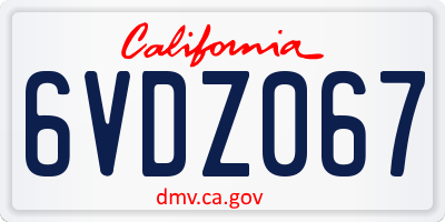 CA license plate 6VDZ067