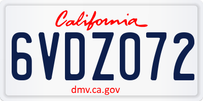 CA license plate 6VDZ072