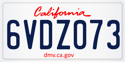 CA license plate 6VDZ073