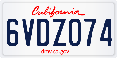 CA license plate 6VDZ074
