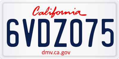 CA license plate 6VDZ075