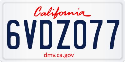 CA license plate 6VDZ077
