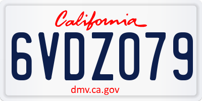 CA license plate 6VDZ079