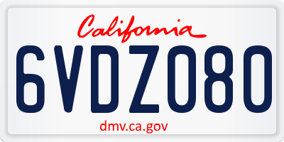 CA license plate 6VDZ080