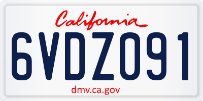 CA license plate 6VDZ091