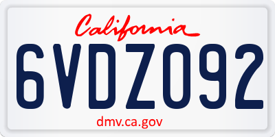 CA license plate 6VDZ092