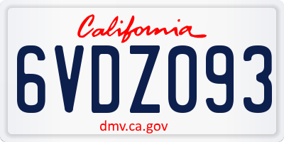 CA license plate 6VDZ093