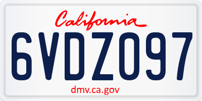 CA license plate 6VDZ097