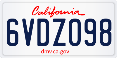 CA license plate 6VDZ098