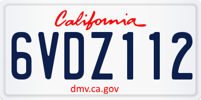 CA license plate 6VDZ112