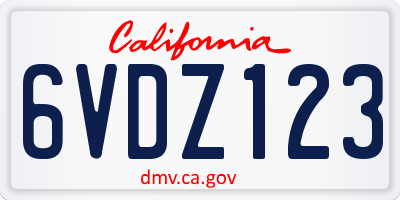 CA license plate 6VDZ123