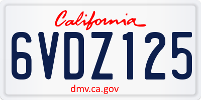 CA license plate 6VDZ125