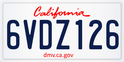 CA license plate 6VDZ126