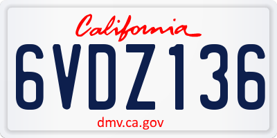 CA license plate 6VDZ136